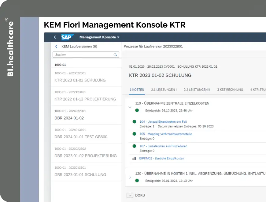 Bi healthcare KEM Fiori Management Konsole KTR