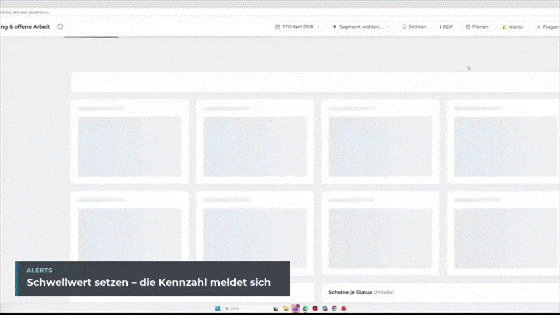 Alerts: Ihre Kennzahl meldet sich, wenn ein Schwellwert reißt 2 BI.primeboard: Alert mit Schwellwert anlegen, Hinweis auf der Startseite und Sprung ins Dashboard