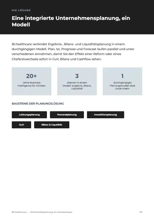 Broschüre Wirtschaftsplanung 2 Leseprobe Seite 3: Die Lösung, eine integrierte Unternehmensplanung
